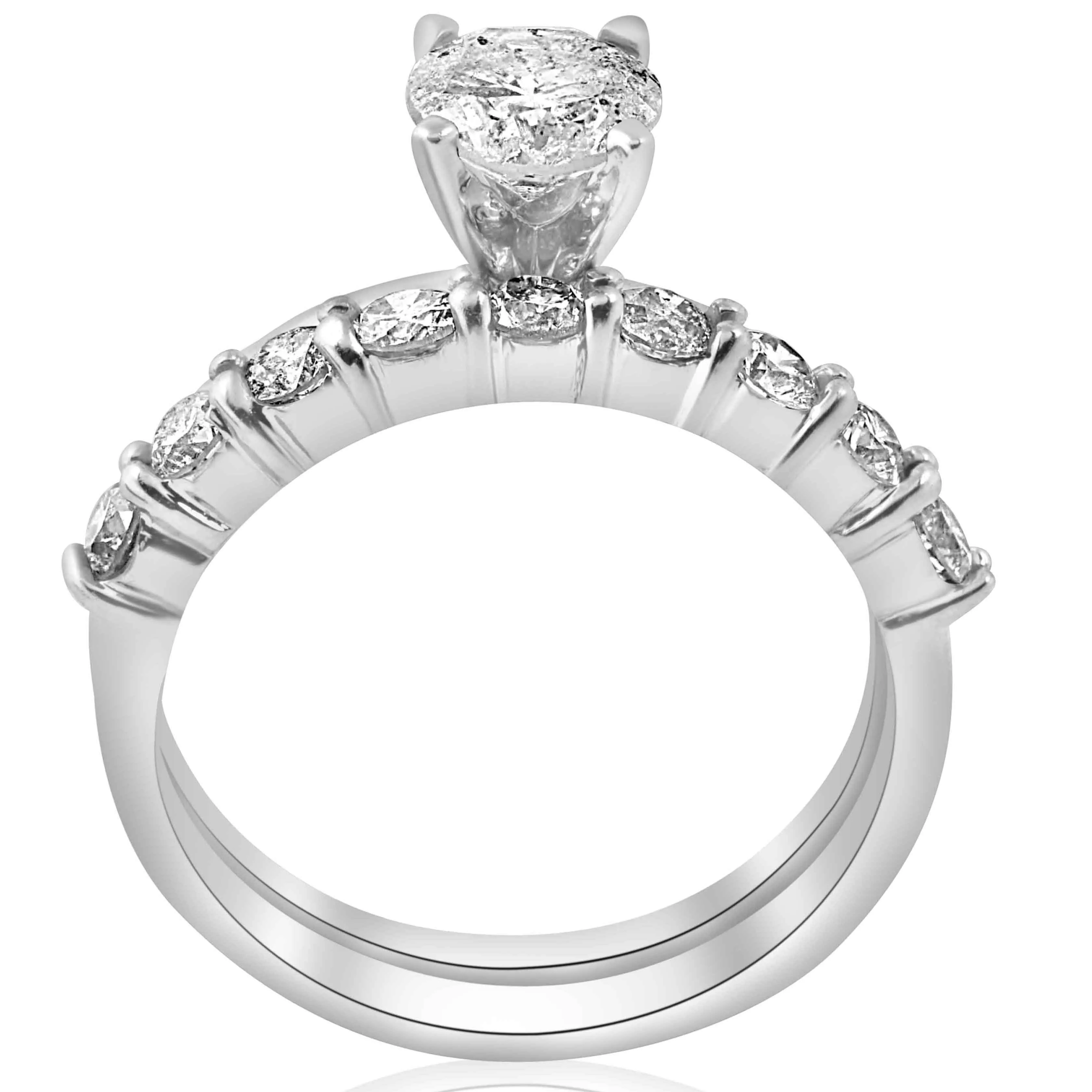 1 1/10ct Diamond Engagement Wedding Ring Solitaire Set 14k White Gold