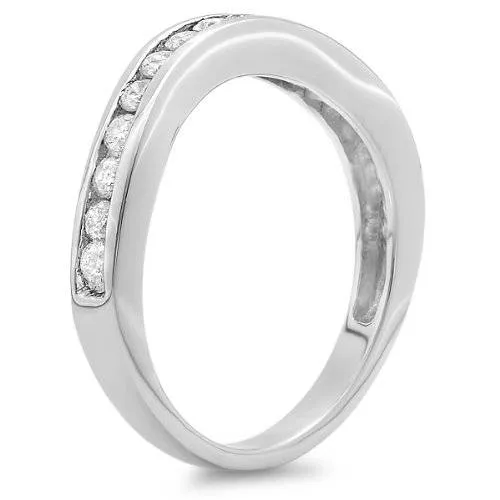 1 1/20ct Curved Diamond Wedding Ring Enhancer 14K White Gold