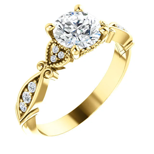 1 1/2ct Diamond Vintage Engagement Matching Wedding Ring Set 14k Gold Yellow