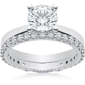 1 3/4 ct Lab Created Eco Freindly Diamond Engagement Ring & Matching Eternity