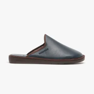 136 (DUBLIN) Mens Leather Mule Slippers Marine