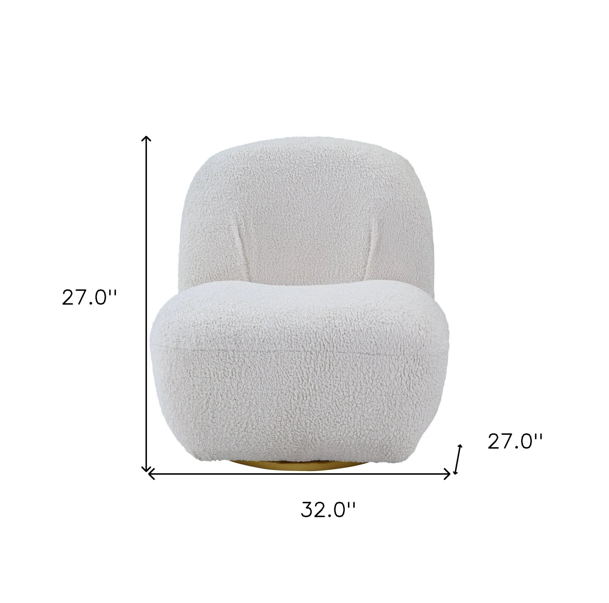 32 White Sherpa Solid Color Swivel Slipper Chair