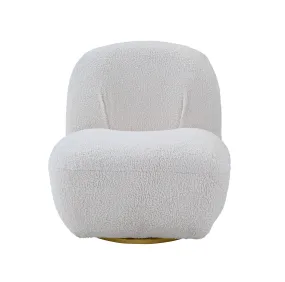 32 White Sherpa Solid Color Swivel Slipper Chair