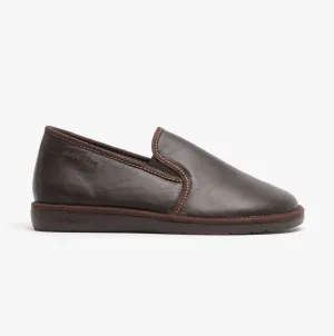 668 (DUBLIN) Mens Leather Full Slippers Moka