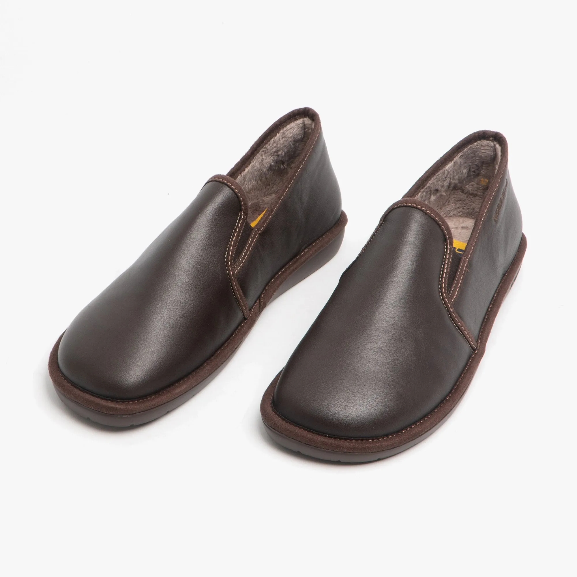 668 (DUBLIN) Mens Leather Full Slippers Moka