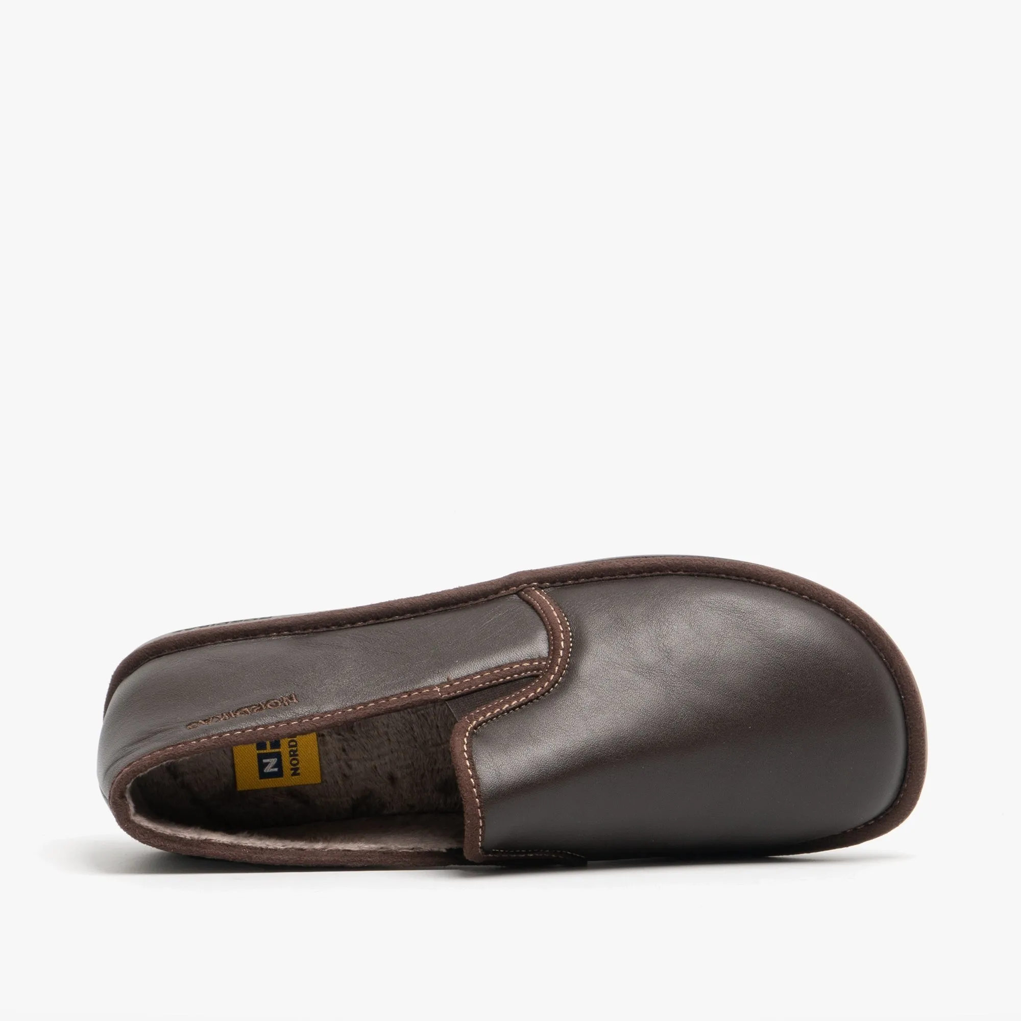 668 (DUBLIN) Mens Leather Full Slippers Moka