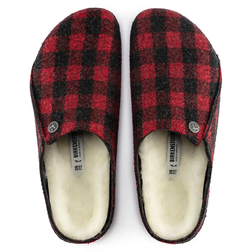 Birkenstock Men's Zermatt Shearling Wool Felt (Plaid Red - Regular Fit)