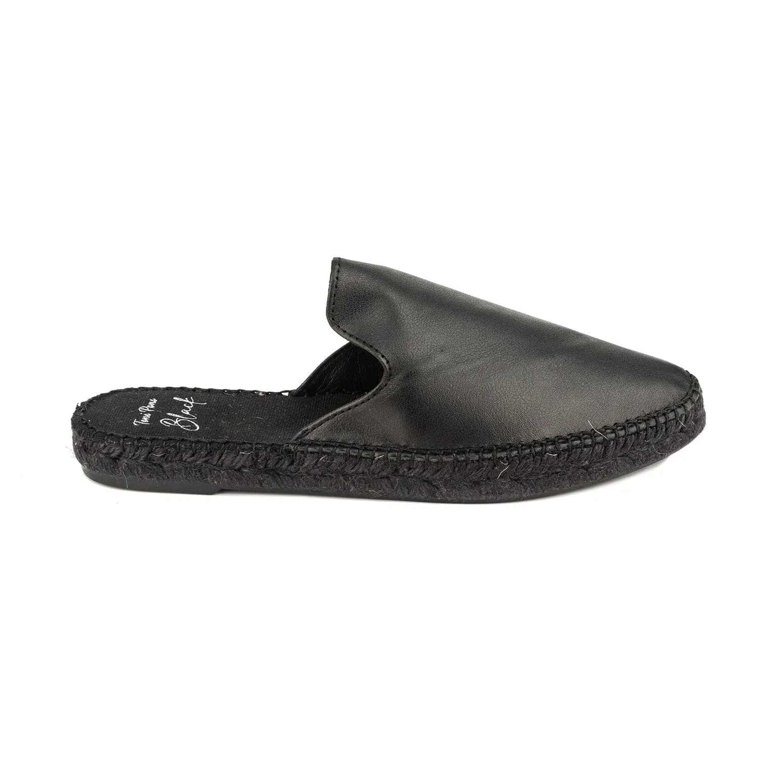 Black Leather Wedge Espadrille for Women - Ona-PBK