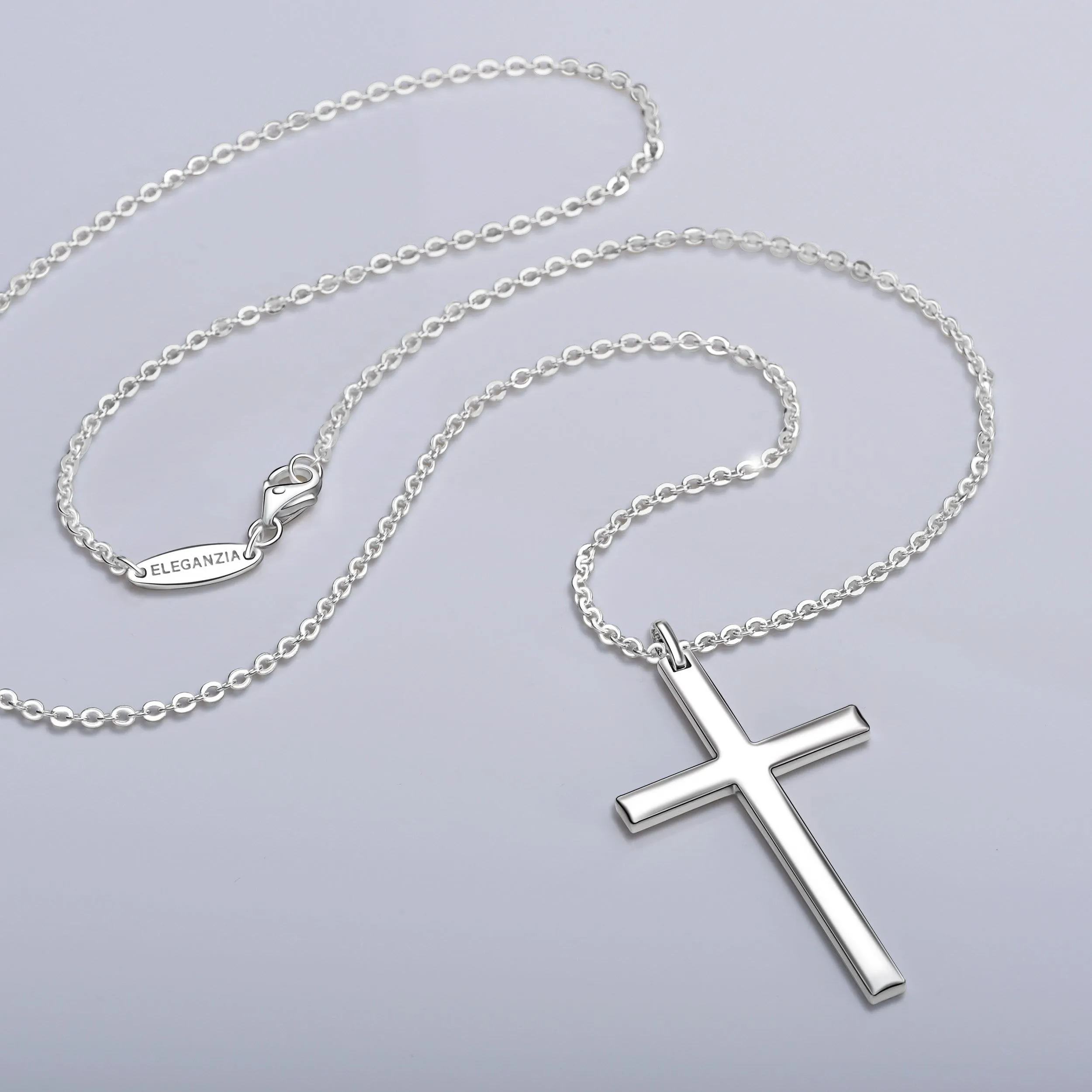 Christian Cross Necklaces For Men Silver, 24 inch