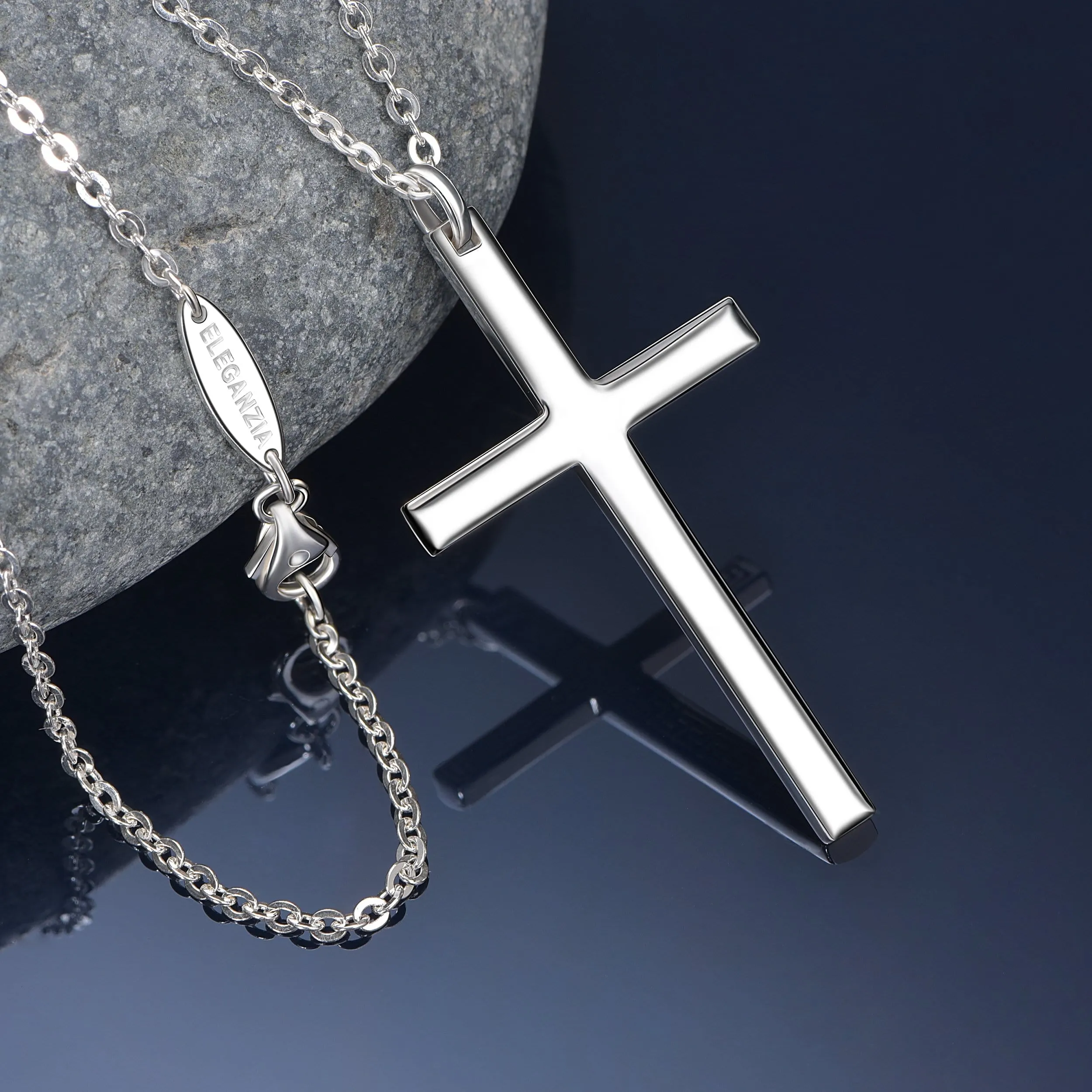 Christian Cross Necklaces For Men Silver, 24 inch