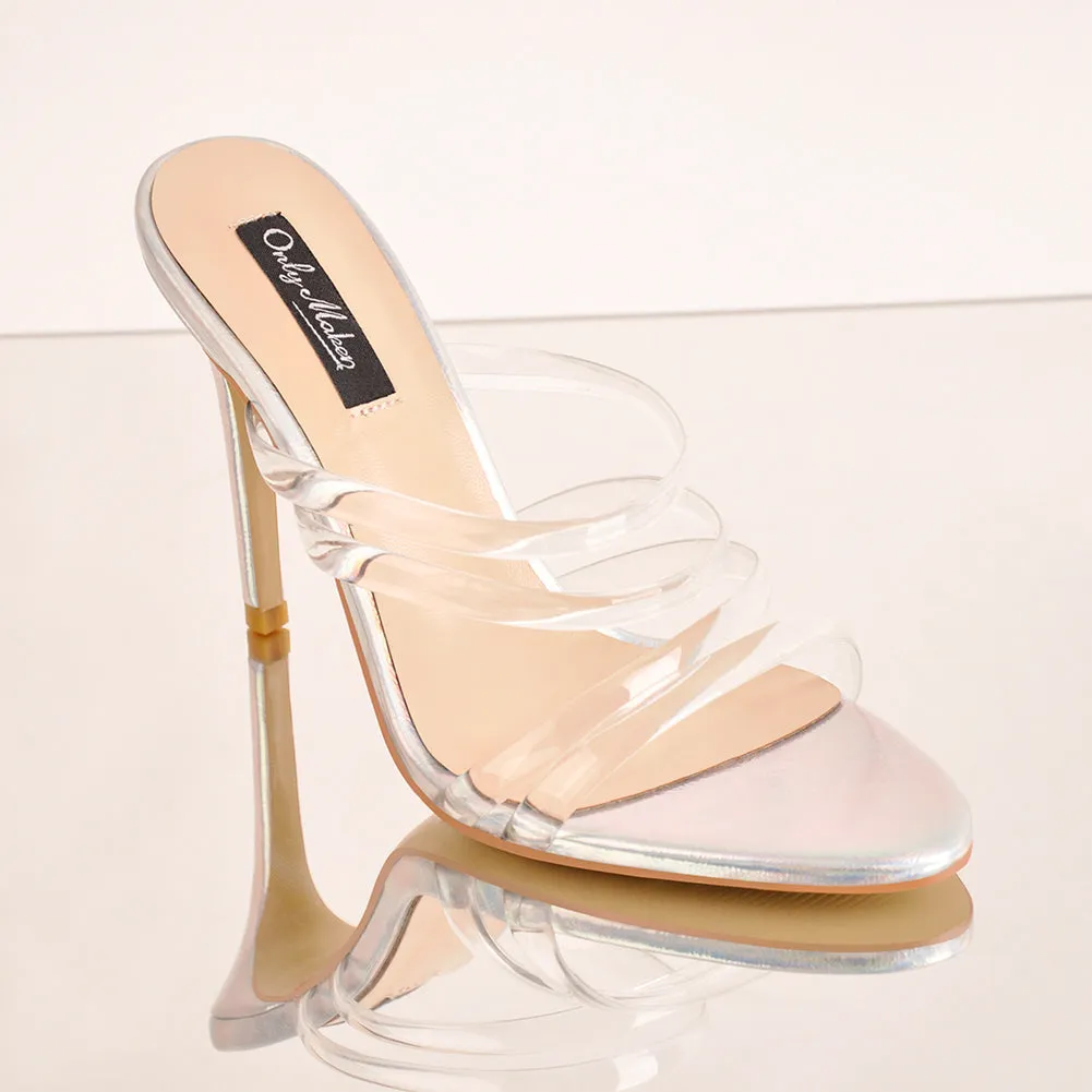 Colorful High Heel Clear Band Stiletto Sandals