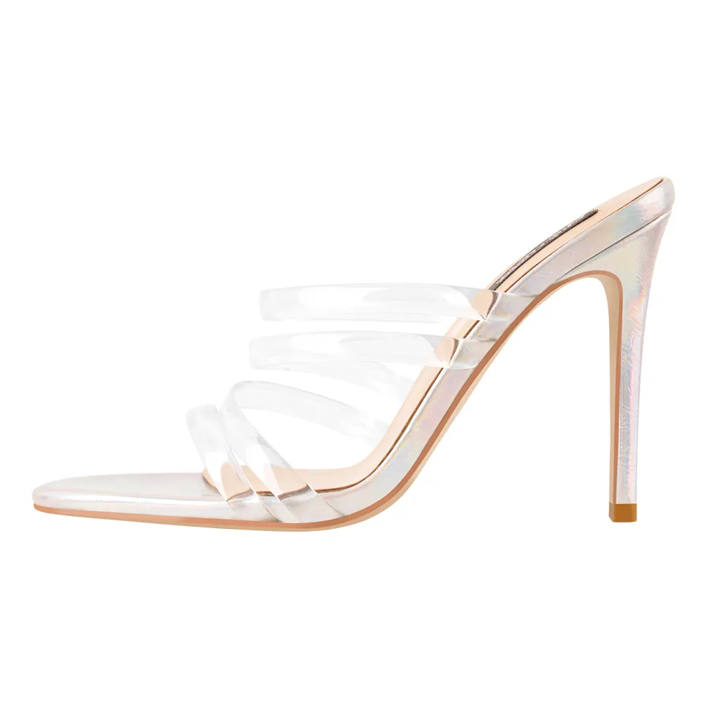 Colorful High Heel Clear Band Stiletto Sandals