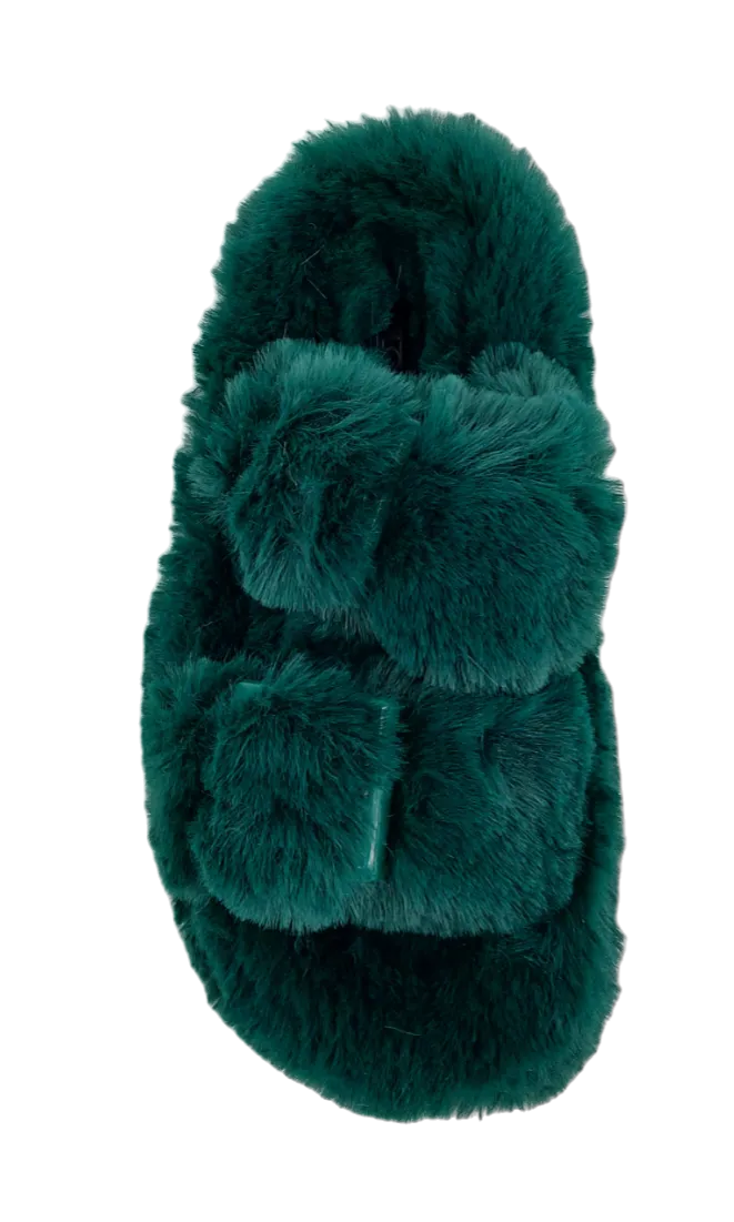 Colors Of California - Faux Fur Slipper Forest Green