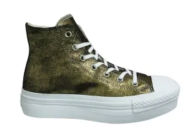 Converse Chunk Taylor All Stars Platform Hi Gold Lace Up Womens Trainers 541362C