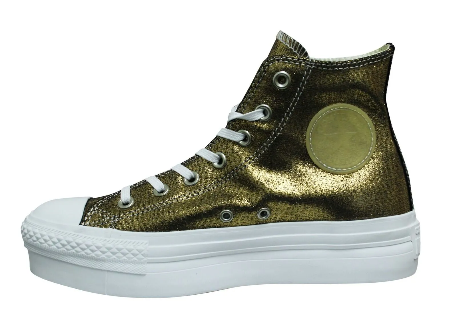 Converse Chunk Taylor All Stars Platform Hi Gold Lace Up Womens Trainers 541362C