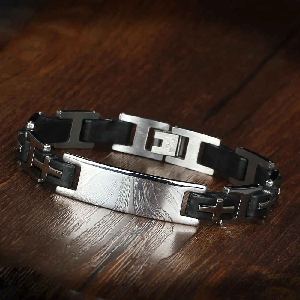 Cross Stainless Steel Men Bracelet