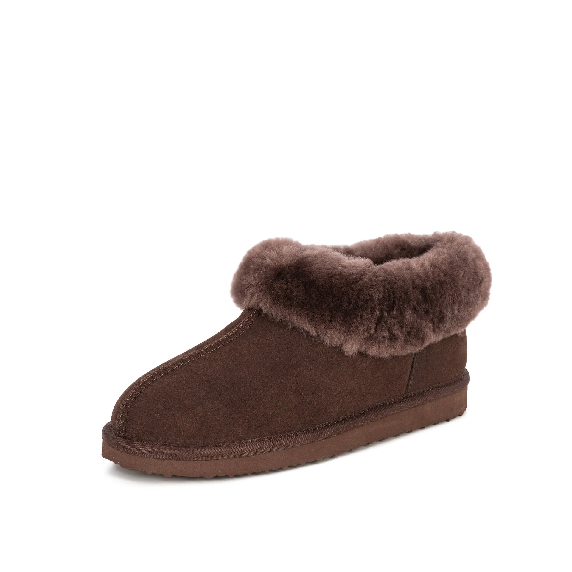 Ladies Anabella Chocolate Sheepskin Slipper Bootie