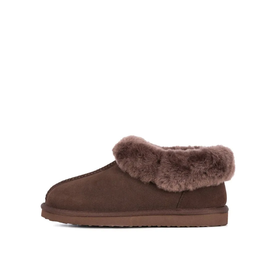 Ladies Anabella Chocolate Sheepskin Slipper Bootie