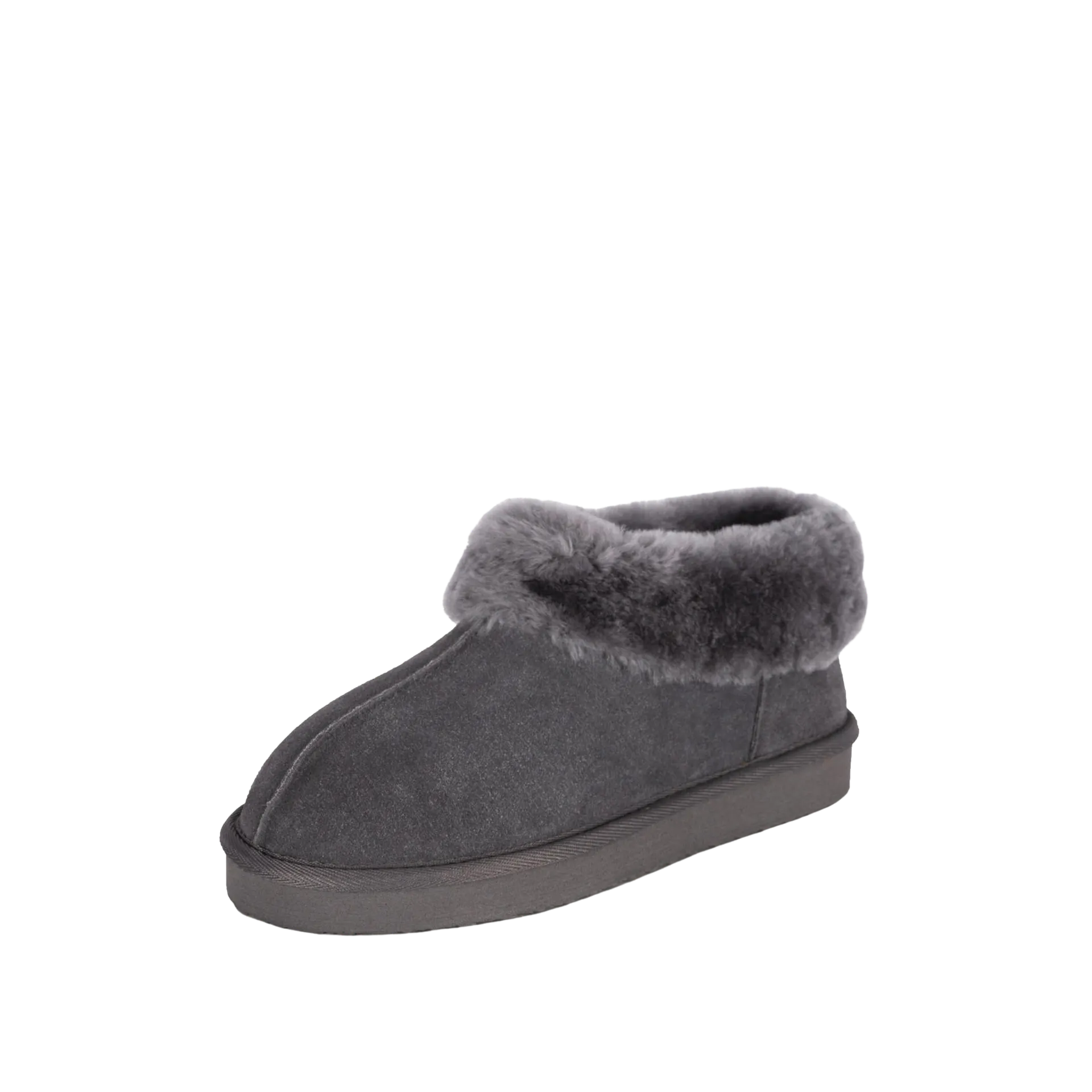 Ladies Anabella Grey Sheepskin Slipper Bootie