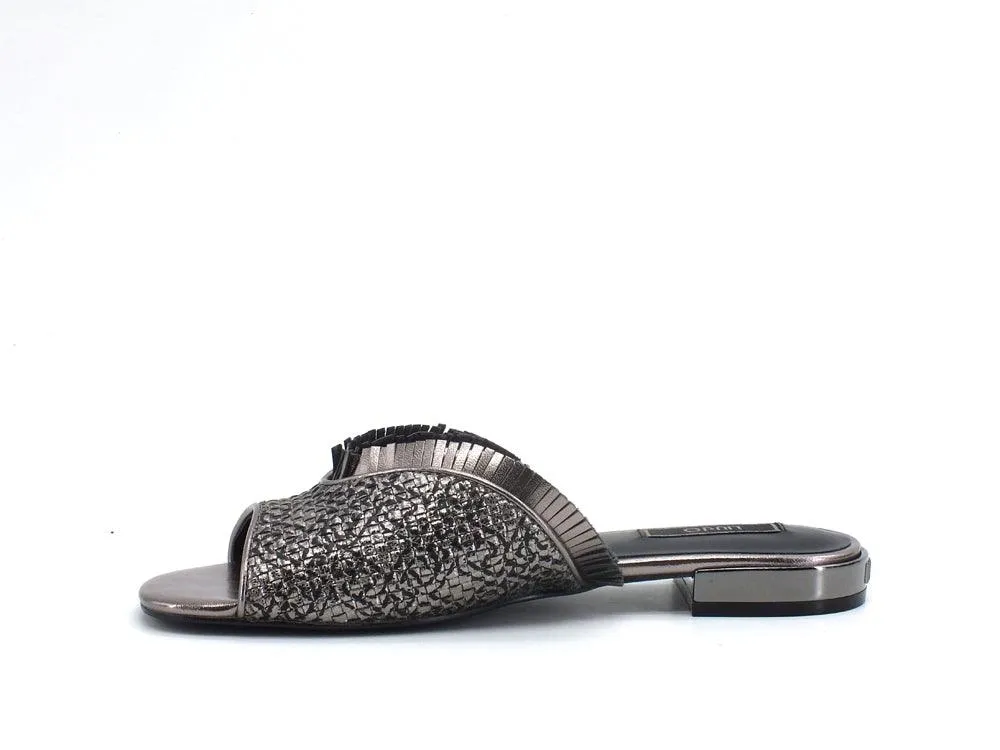 LIU JO Astra 1 Ciabatta Slipper Metallic Woven Pewter SA1019EX095