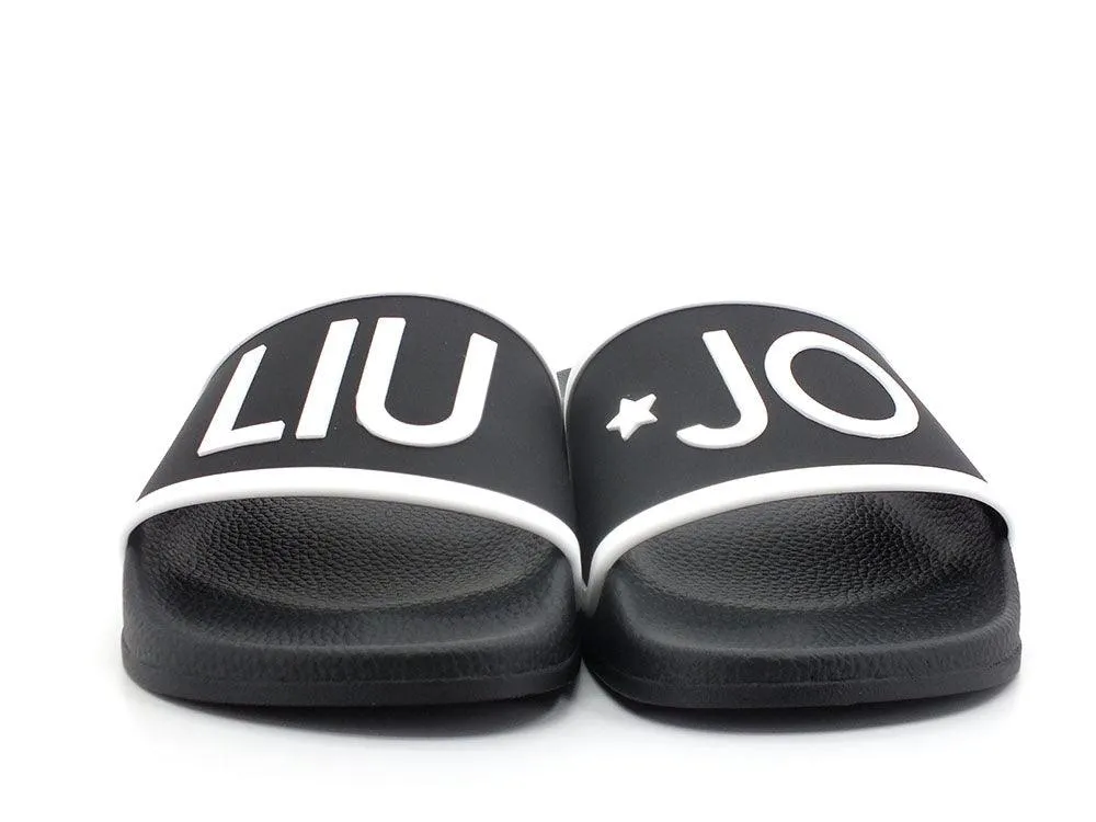 LIU JO Kos 02 Ciabatta Slipper Logo Black White BA2169EX102