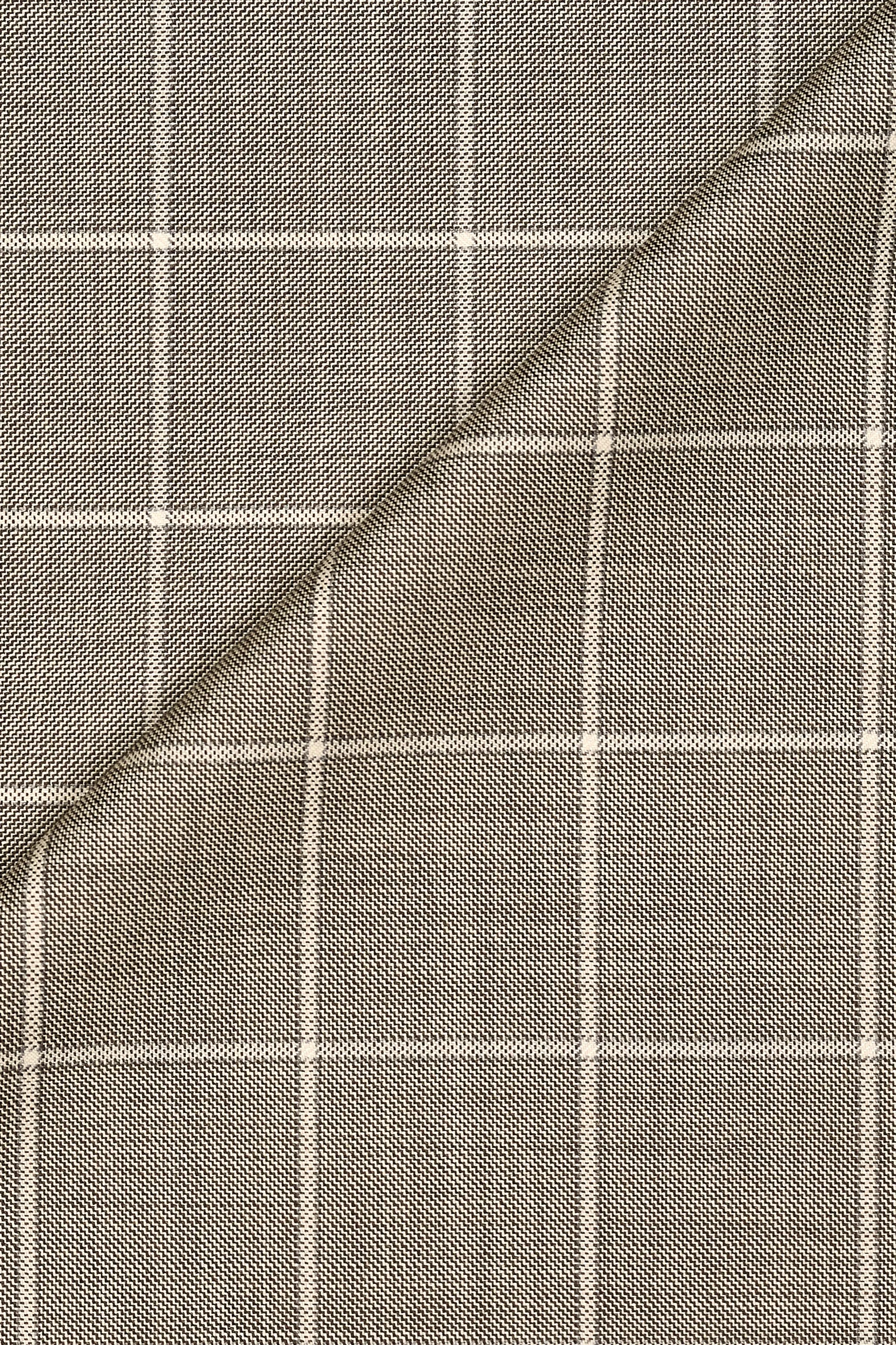 Loro Piana Taupe Windowpane Virgin Wool Cloth - 2m