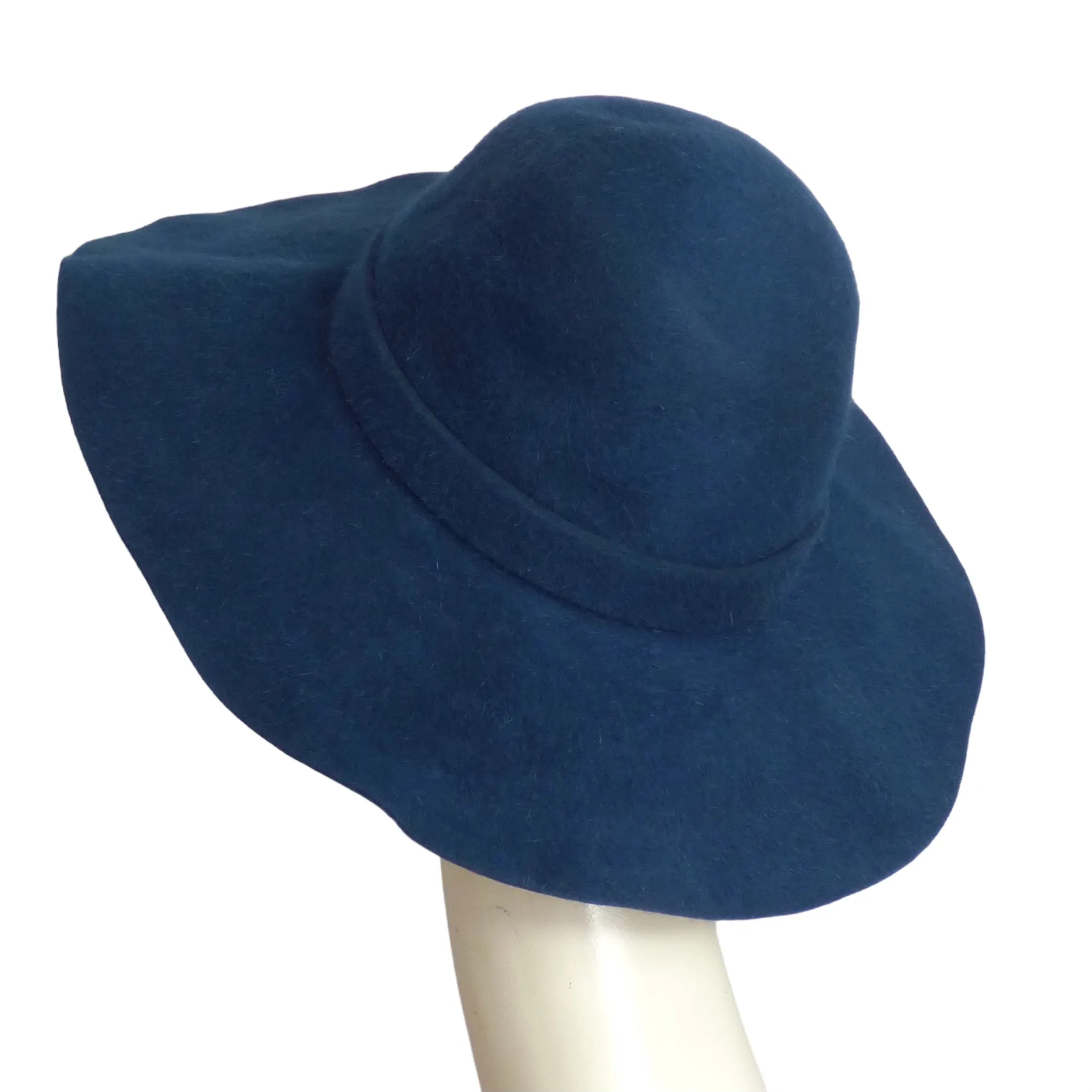 LORO PIANA- Blue Mohair Felt Wide Brim Hat, Size M