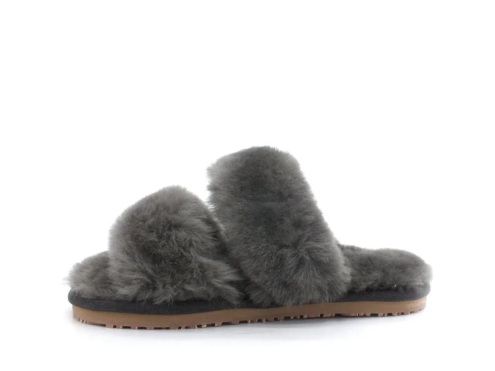 MOU 2-Stripes Sheepskin Slipper Ciabatta Charcoal MU.FW161009L