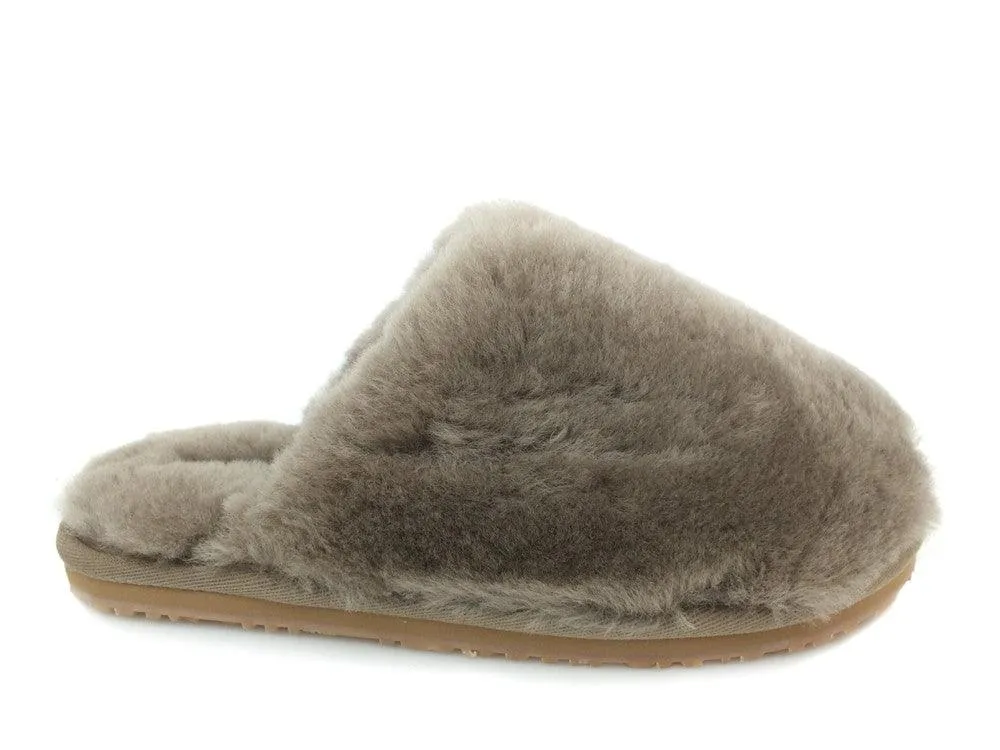 MOU Closed Toe Fur Slipper Solid Color Elephant Grey