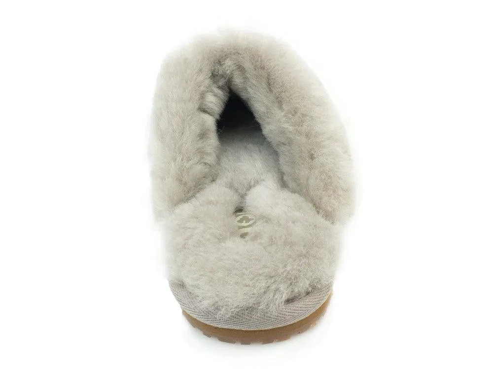 MOU Closed Toe Fur Slipper Solid Color Sand