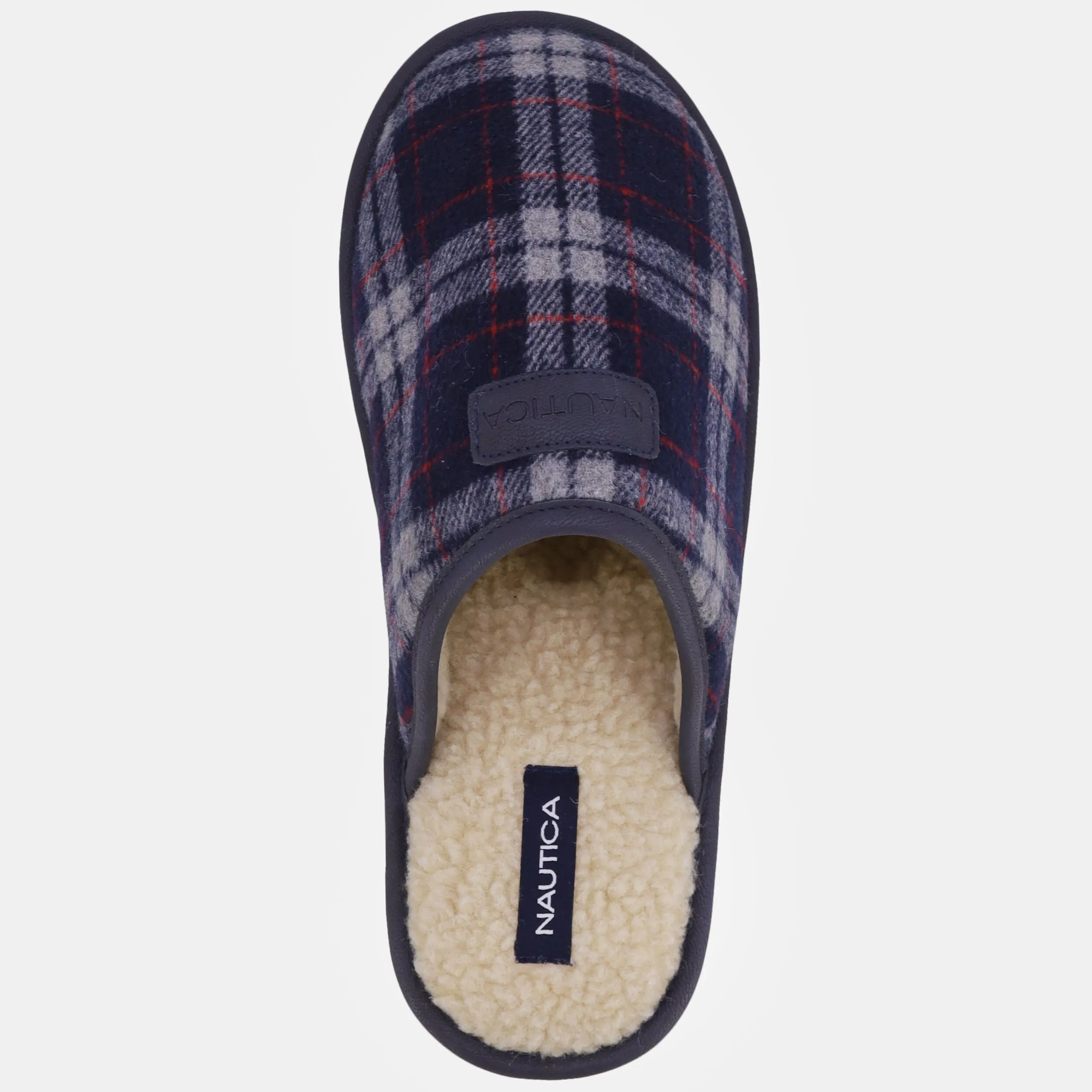 Nautica Mens Plaid Micro Suede Slipper