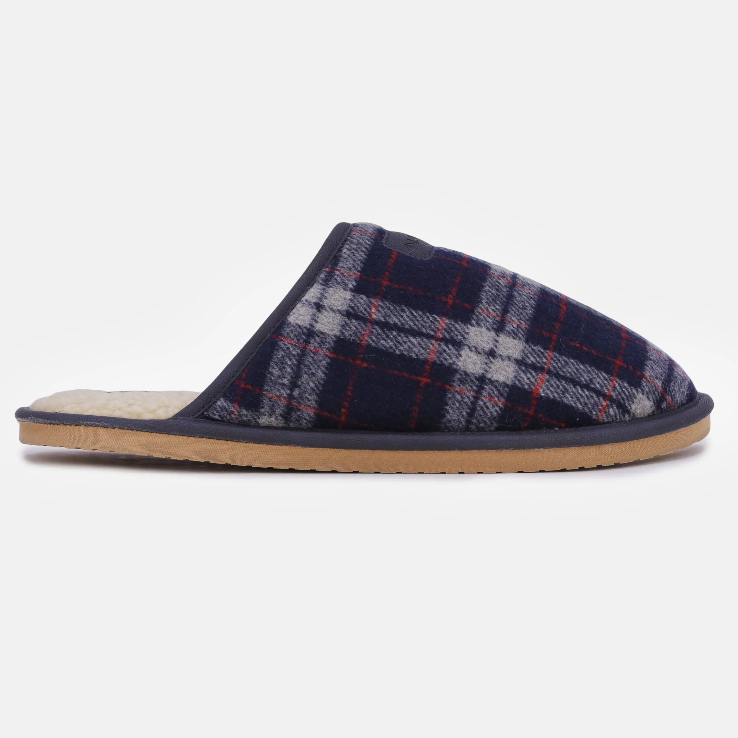 Nautica Mens Plaid Micro Suede Slipper