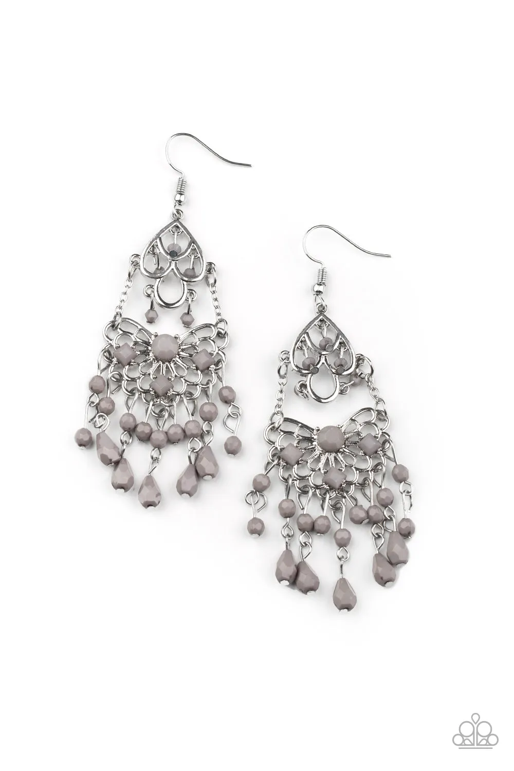 Paparazzi Earring ~ Glass Slipper Glamour - Silver