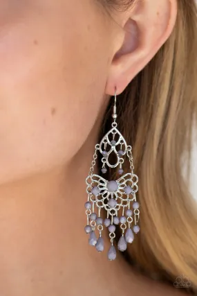 Paparazzi Earring ~ Glass Slipper Glamour - Silver