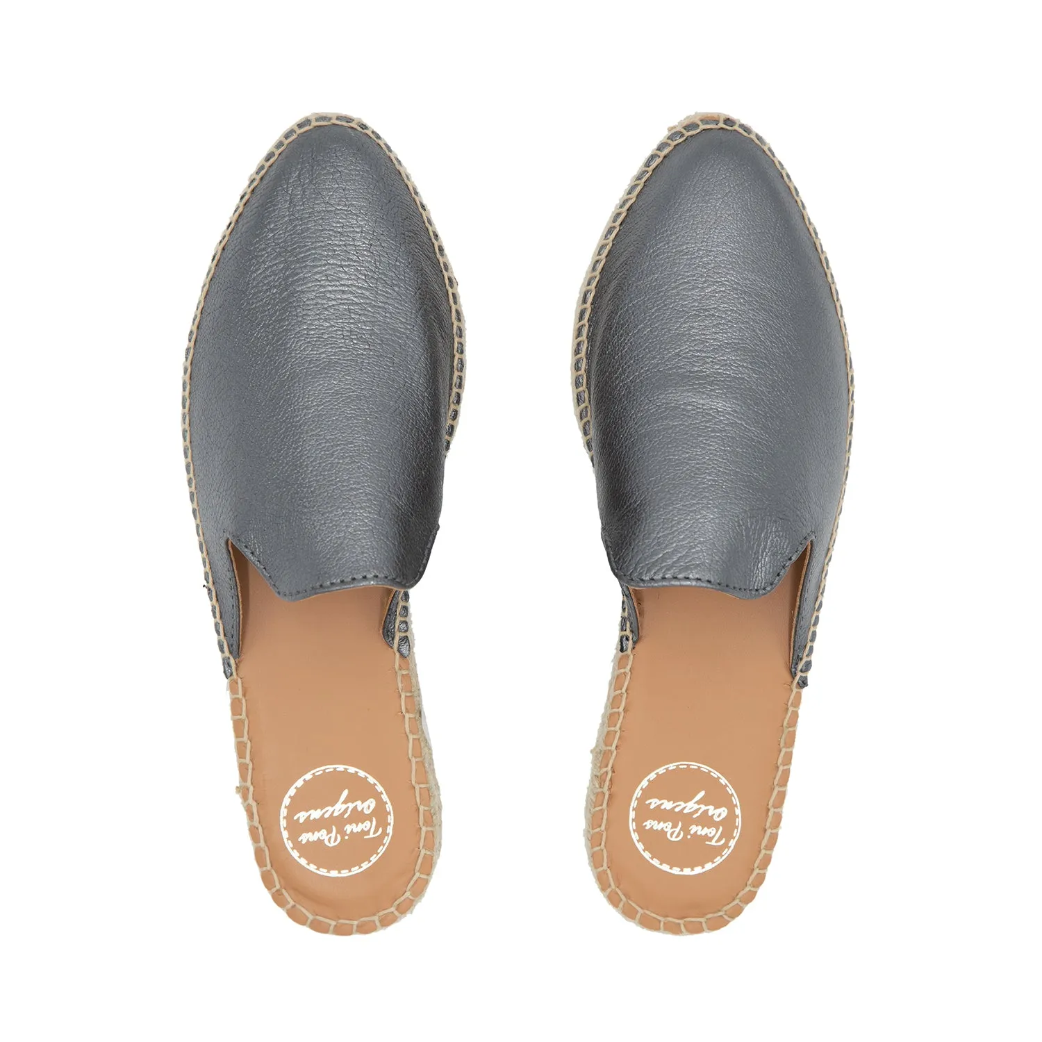 Plain Leather Mules Style Espadrille for Women - Ona-P