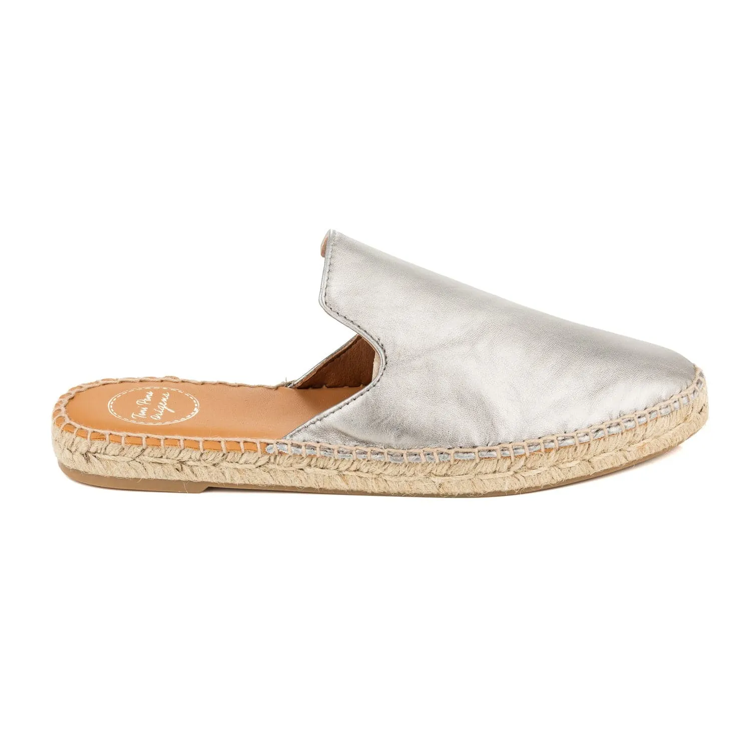 Plain Leather Mules Style Espadrille for Women - Ona-P