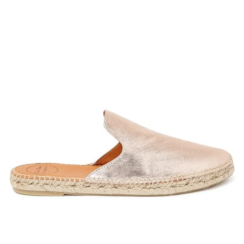 Plain Leather Mules Style Espadrille for Women - Ona-P