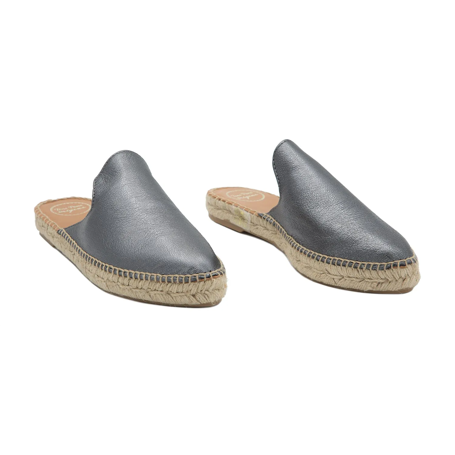 Plain Leather Mules Style Espadrille for Women - Ona-P