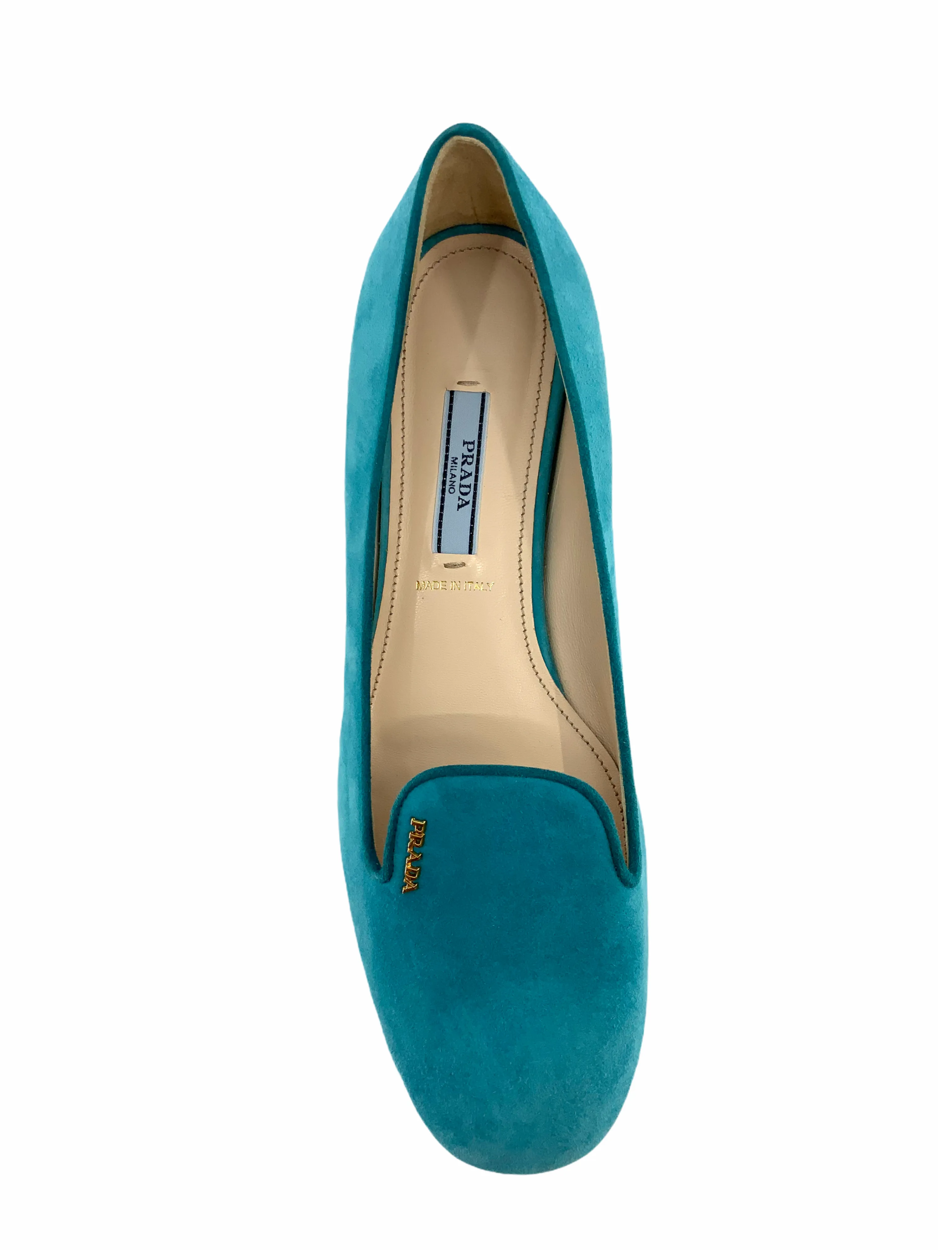 Prada Turquoise Suede Flats Size 8