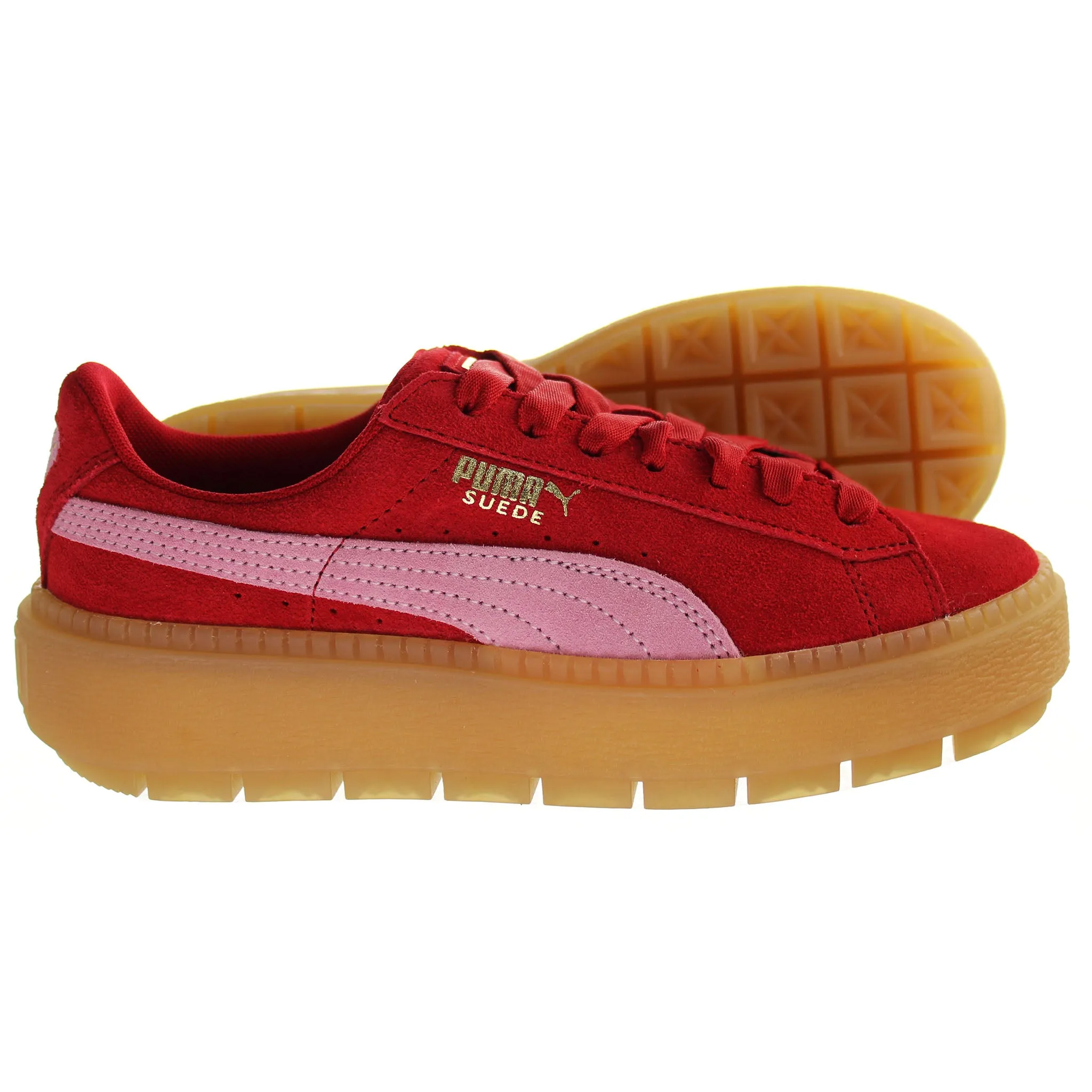 Puma Platform Bubble Red Womens Trainers all