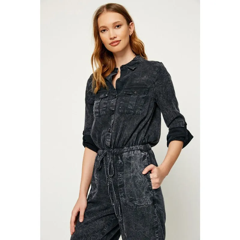 RENEE PANT ROMPER in CHARCOAL 1163