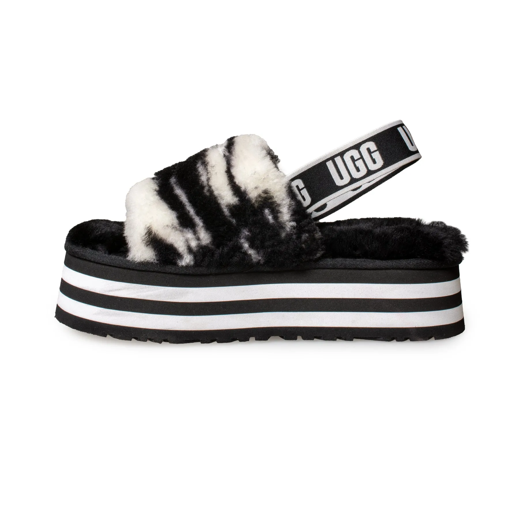 UGG Disco Marble Slide Black Sandals - Women's