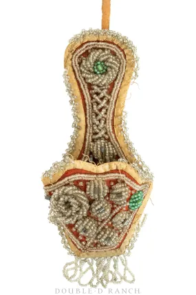 Whimsey, Wall Pocket, Slipper, Heavy Beading, Vintage, Late 19th Century, 243