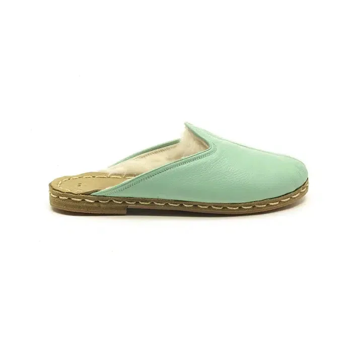 Winter Sheepskin Slippers Turquoise Women's